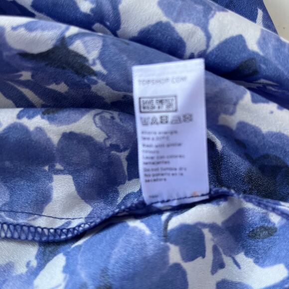 Topshop Floral Hi-Low Slip Dress Sz 6 Blue Boho Chic Y2K Coastal Racerback Beach - Picture 13 of 13